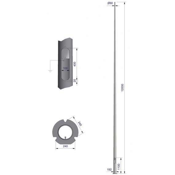 KONISK MAST ROLL-OFF LEDD 12M RO240 Ø60 ØRSTA