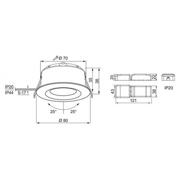 COMPACT TILT IP44 5W/840 36D DIM SA AIRAM