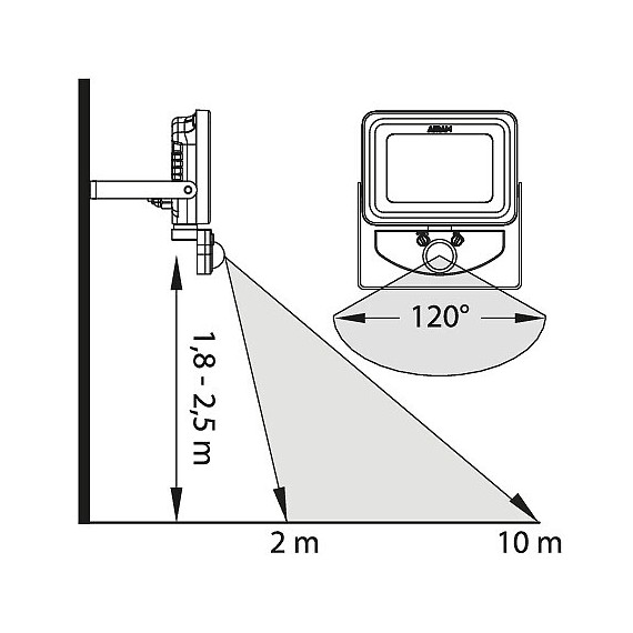 FLOODY 10W/840 LED PIR IP44 HVIT 700LM 4510254 AIRAM