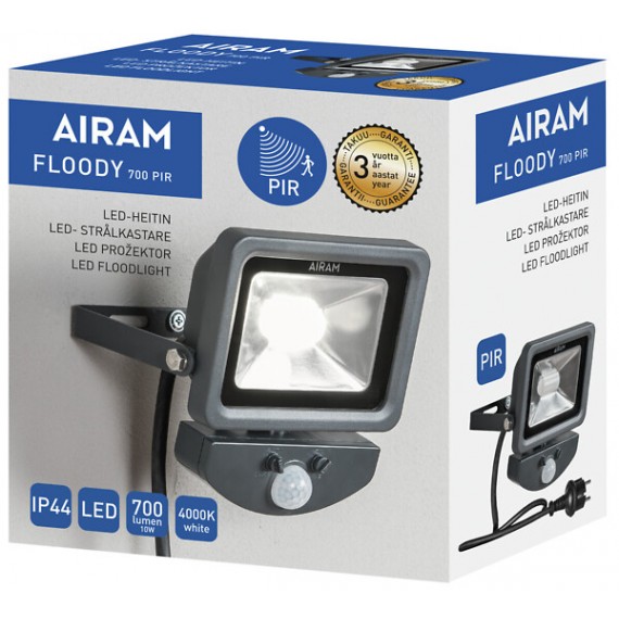 FLOODY 20W/840 LED PIR IP44 GRÅ 1400LM ELNR3242325@ AIRAM