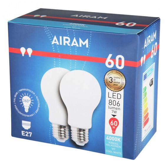 LED FG A60 7W/840 806LM E27 OP 2BX 4713842 AIRAM