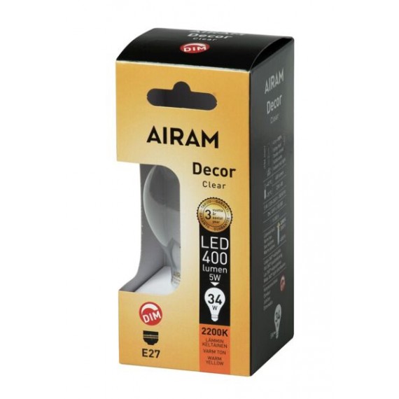 LED FILAMENT NORMAL A60 4,5W/822 400LM E27 FIL DIM 4713729 AIRAM