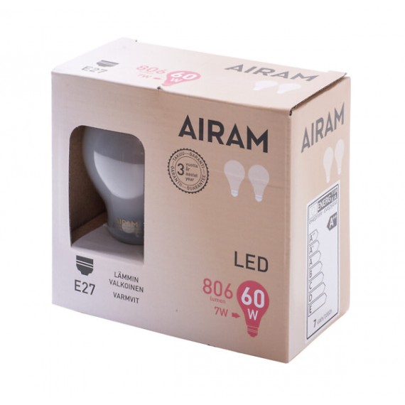 LED MATT A60 7W/827 E27 DIM BX 806LM 4713770 AIRAM