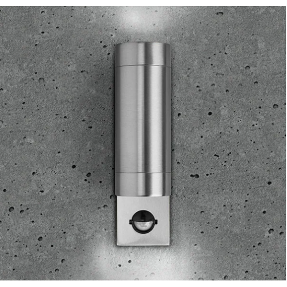 LUNA GU10 PIR WALL LIGHT - FIXED UP/DOWN, 316 STAINLESS STEE