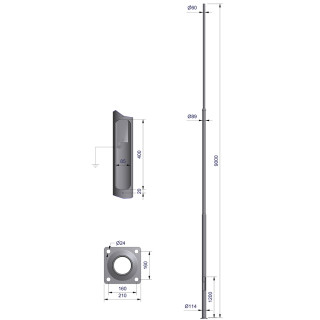 VEILYSMAST 9 METER Ø60 CC160 GALV