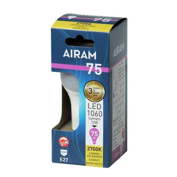 LED A60 10,5W/827 1060LM E27 DIM OPAL AIRAM