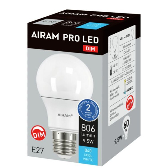 PRO LED A60 7,3W/840 806LM E27 DIM OPAL AIRAM