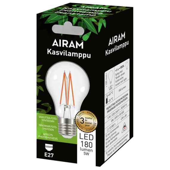 LED A60 5W PLANTELYS 180LM E27 FIL 10'T 4713402  AIRAM