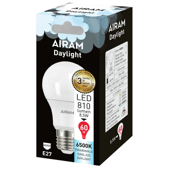 LED A60 8,5W/865 840LM E27 DAYLIGHT OPAL AIRAM