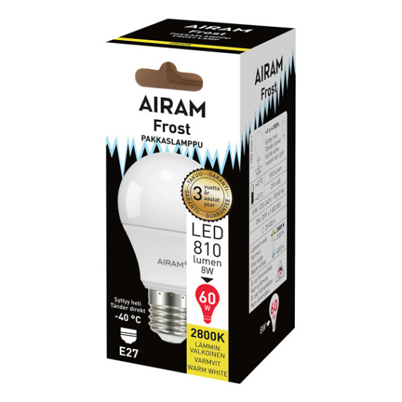 LED A60 8,5W/828 806LM E27 FROST OP AIRAM