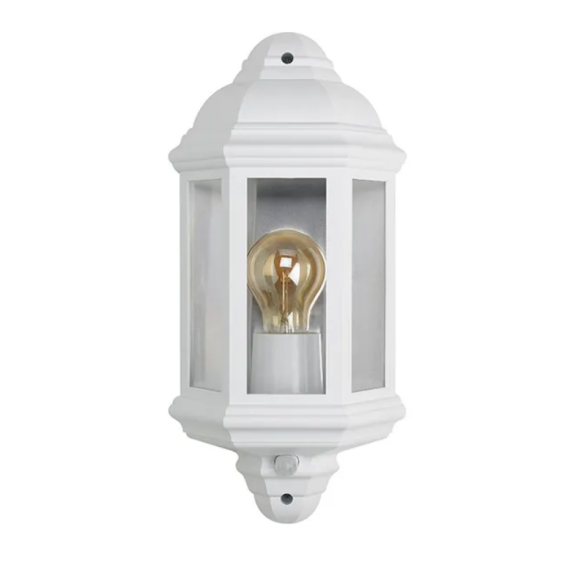 RETRO HALF LANTERN WHITE WITH PIR (LAMP NOT INCLUDED)