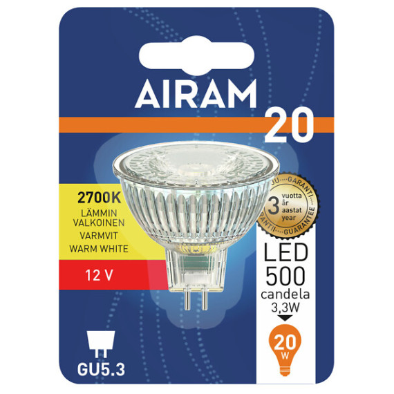 LED MR16 3,2W/827 270LM GU5,3 12V 36D 1/10 15'T 4713812 AIRAM