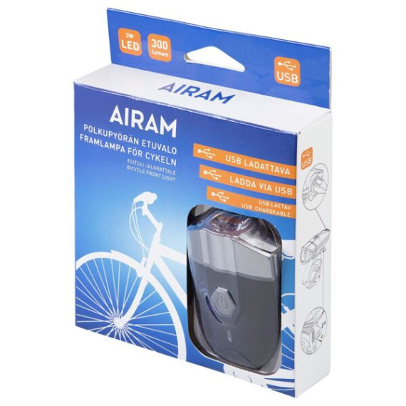 BIKE FRONT LIGHT USB RECHARG. 3W AIRAM