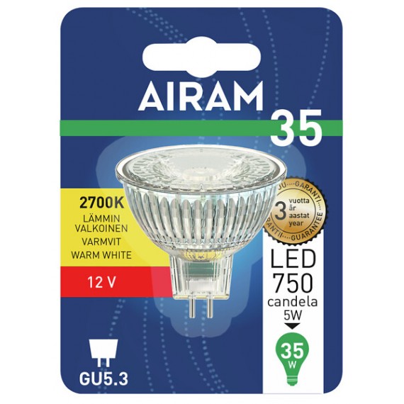 LED MR16 4,5W/827 400LM GU5,3 12V 36D 1/10 15'T 4713813 AIRAM