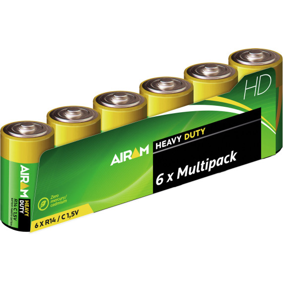 HEAVY DUTY BATTERY R14 C 1,5V 6PCS AIRAM