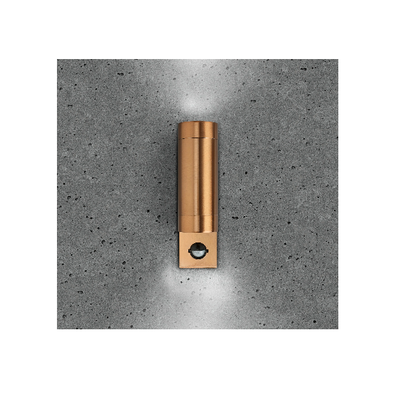 LUNA GU10 PIR WALL LIGHT - FIXED UP/DOWN, COPPER, IP44