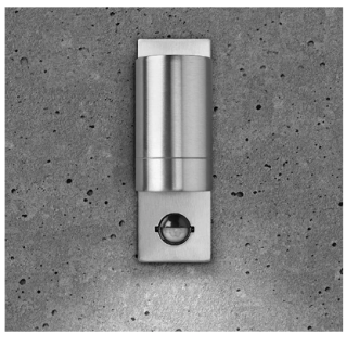 LUNA GU10 PIR WALL LIGHT - FIXED SINGLE, STAINLESS STEEL, IP