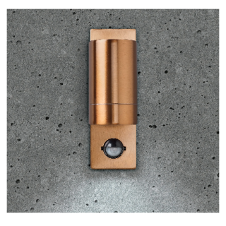 LUNA GU10 PIR WALL LIGHT - FIXED SINGLE, COPPER, IP44