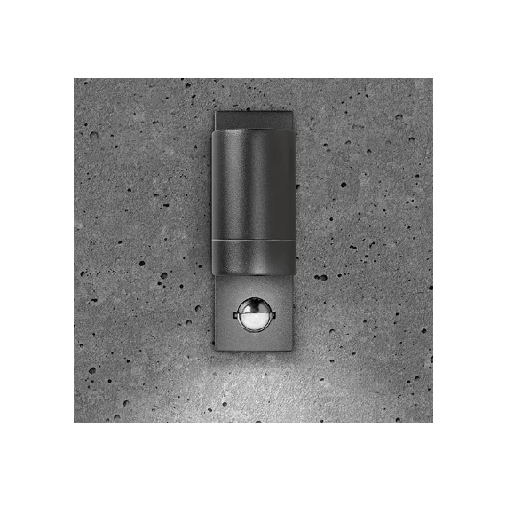 LUNA GU10 PIR WALL LIGHT - FIXED SINGLE, BLACK, IP44