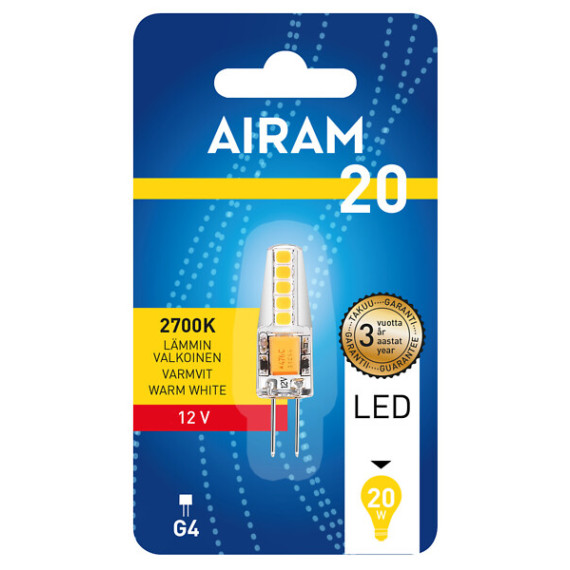 LED PO 1,6W/827 160LM G4 12V, CLEAR AIRAM