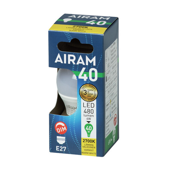 LED KRONE 4,9W/827 470LM E27 DIM OPAL P45 4713764 AIRAM