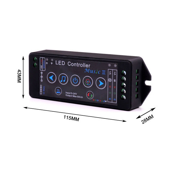LED RGBW STRIP CONTROLLER MUSIC-3 4CH 12-24V + RF CONTROLL
