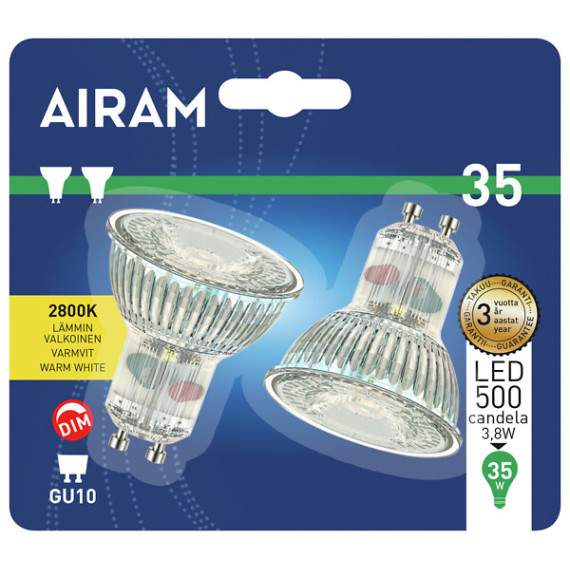 LED FG PAR16 2,4W/828 270LM GU10 DIM 2BL AIRAM