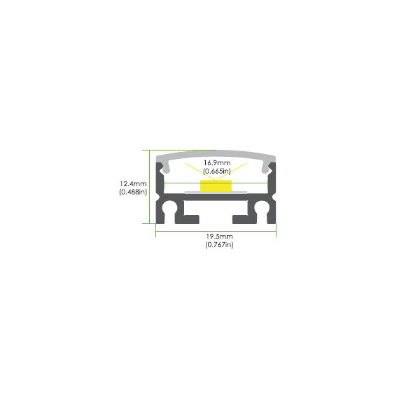 ALUPROFIL LEDSTRIPE19,5X12,4 H OPAL FRONT 2 METER AT11 GOLDE