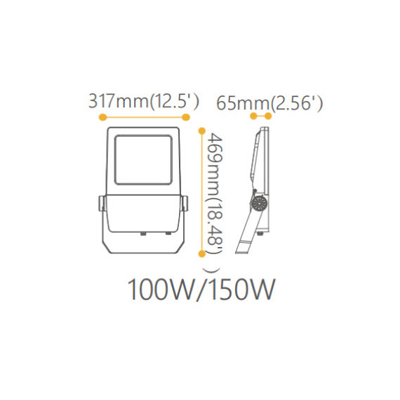 SIRI FLOOD 150W/730 80 x130° POLARIZED 45° LIFUD GREY 16000lm IP66 IK08