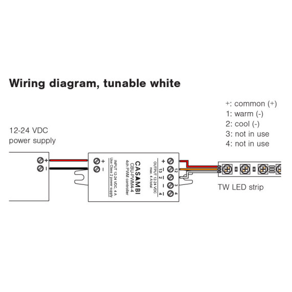 cbu-pwm4-koblingsskjema tunable white, veksler mellom fargetoner av hvitt lys - LED