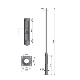 PARKMAST MED FOTPLATE 3M TOPPØ60 CC160 301230/3640000