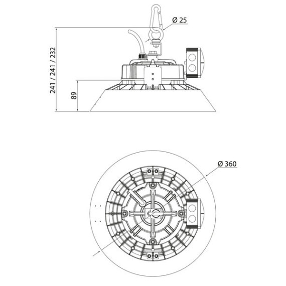 Highbay IP65 90W/840 WB DALI2 CA PCC 12,6'L 100'T A3SYCI AIRAM