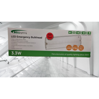 3.3W NØDLYS SPECTRUM LED BULKHEAD IP65 M/SELVTEST 1/12 09040V2 BELL
