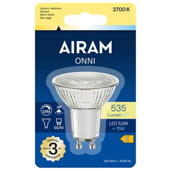 LED PAR16 5,5W/827 635LM GU10 36° 1/10PK DIM 9410757AIRAM Airam