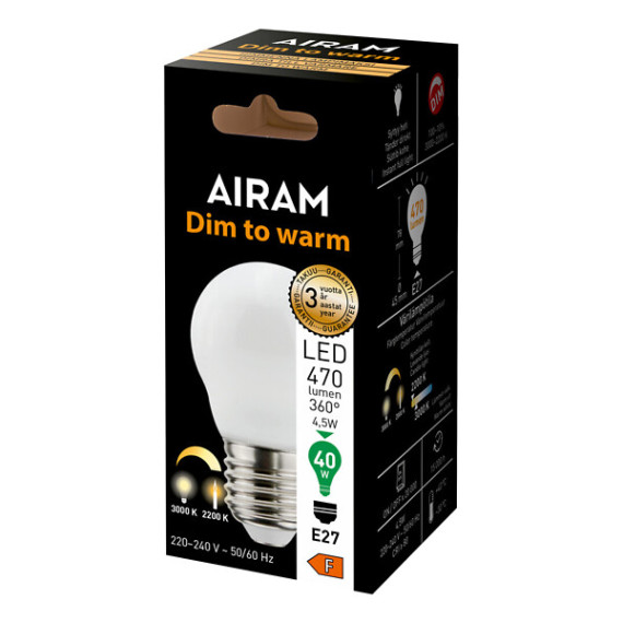 LED KRONE P45 4,5W/830-822 470lm E27 DTW OPAL 9410733 AIRAM